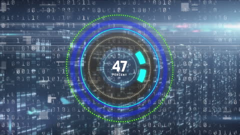 Digital Data Processing Circle Animation on Sci-Fi Background