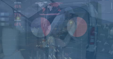 Infographic of Global Distribution with Man Loading Box into Van