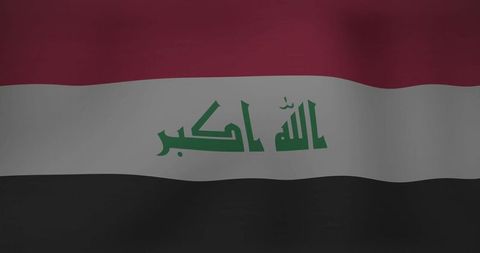 Iraqi flag with arabic script fluttering closeup