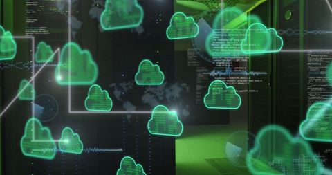 Cloud Icons and Servers Illustrating Data Processing and Connectivity - Download Free Stock Images Pikwizard.com