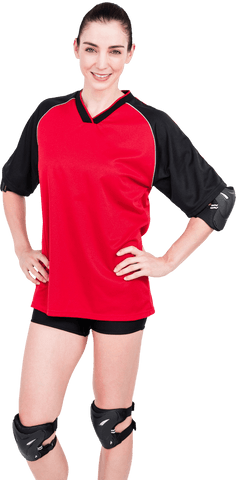 young female athlete smiling in red jersey with protective gear, transparent background - Download Free Stock Videos Pikwizard.com