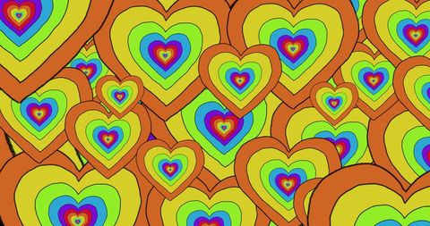 Rainbow pride hearts celebrating lgbtq rights and equality