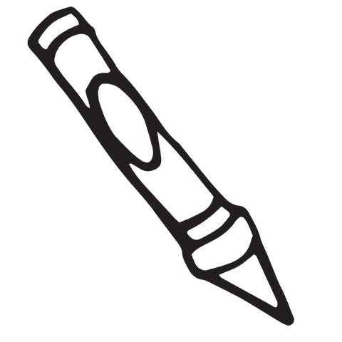 Black Crayon Outline Illustration on Transparent Background