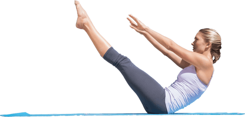 Caucasian Woman Exercising in Yoga Pose on Transparent Background