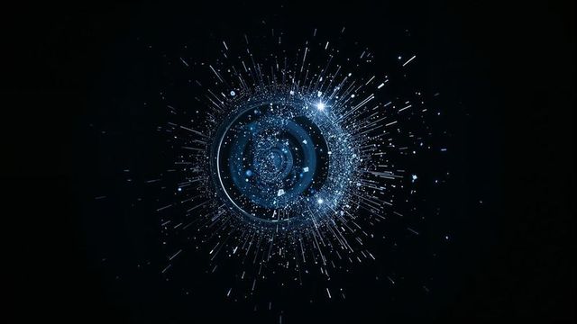 Emitting Central Digital Sphere with Radiating Blue Particles