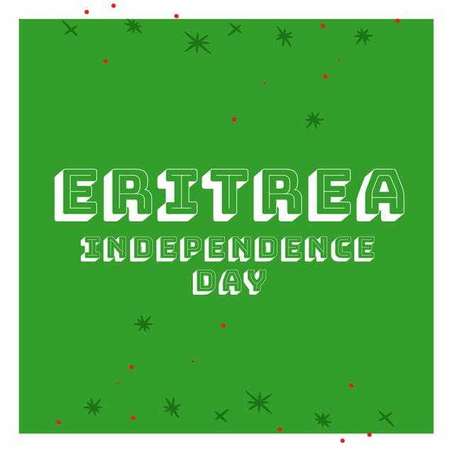 Illustration of eritrea independence day text with decorations on green background, copy space. vector, patriotism, celebration, freedom and identity concept, independence, party.