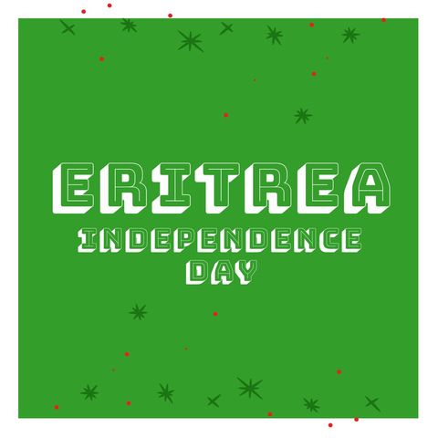 Illustration of eritrea independence day text with decorations on green background, copy space. vector, patriotism, celebration, freedom and identity concept, independence, party.