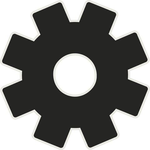 Mechanical gear icon with transparent background