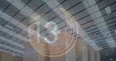 Digital Countdown Overlay in Modern Warehouse