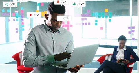 Young Professional Engaging in Digital Work, Office Our Space