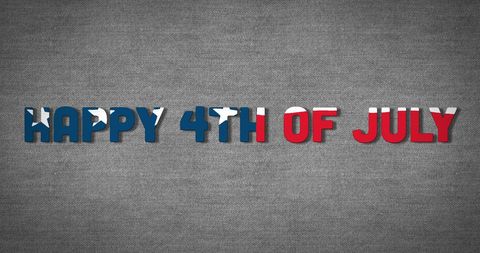 This artistic design displays the text 'Happy 4th of July' in the vibrant colors of the American flag on a textured grey background. Ideal for promoting Fourth of July sales, events, or parties. Also suitable for use in social media graphics, greeting cards, or decoration for July celebrations, bringing a touch of patriotism to any project.