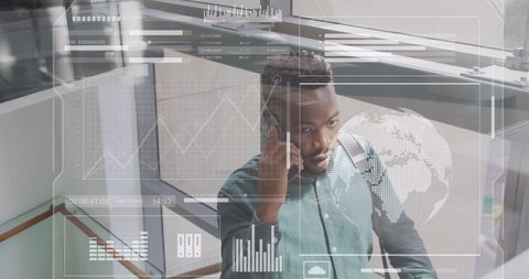 Businessman Analyzing Data Using Smartphone in Digital Space