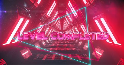 Neon tunnel with level completed text