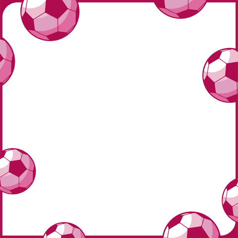 Modern transparent frame with stylized pink soccer balls