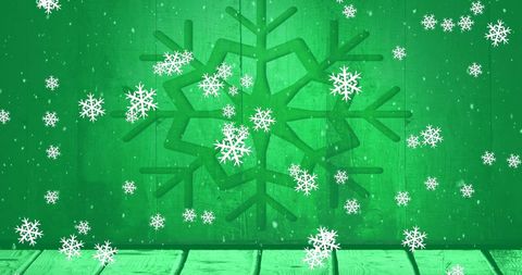 Festive Snowflakes on Wood with Green Holiday Theme