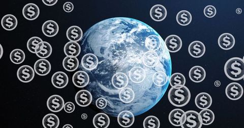 Spinning Earth with Dollar Symbols Depicting Global Economy - Download Free Stock Images Pikwizard.com