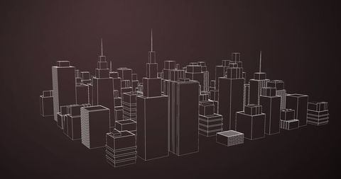 Digital Cityscape Wireframe Illustration on Black Background - Download Free Stock Images Pikwizard.com