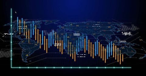 Global Data Analytics Dashboard with Bar Graph and World Map