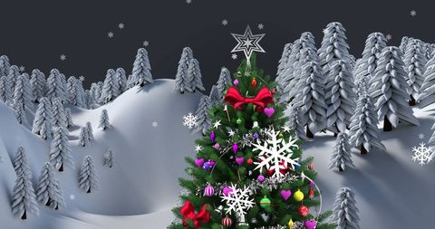 Festive Christmas Tree with Snow in Winter Wonderland - Download Free Stock Images Pikwizard.com