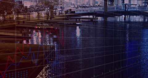 City Life Timelapse with Financial Graph Overlay