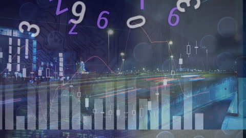 City Lights and Digital Data Interface Overlay