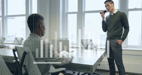 Business Collaboration with Financial Data Analytics in Modern Office