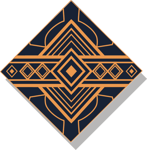 Geometric patterned diamond design on transparent background