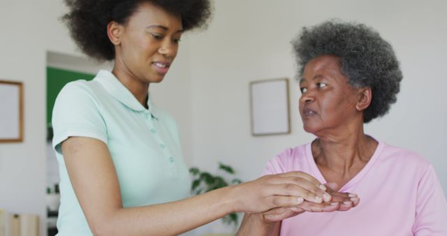 Young Caregiver Assisting Elderly Woman at Home - Download Free Stock Images Pikwizard.com