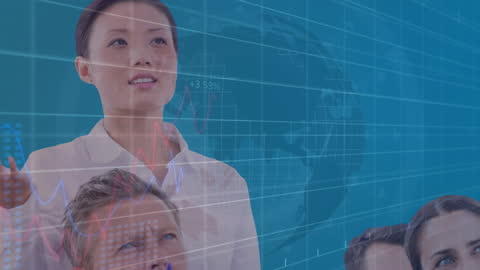 Business Team Analyzing Digital Financial Data Innovation