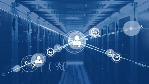 Digital Network Connections in Data Server Room