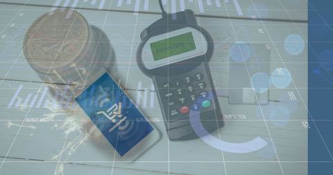 Smartphone and Payment Terminal Overlaid With Financial Data Charts - Download Free Stock Images Pikwizard.com