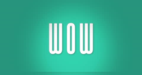 Wow Text Animation on Vibrant Green Background