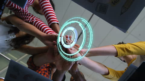 Team of Diverse Business People with Digital Interface Overlay