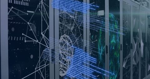 Data Processing and Global Connections in Server Room Visualization - Download Free Stock Images Pikwizard.com