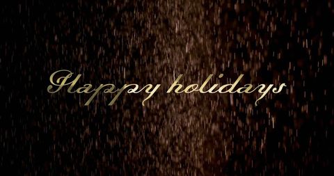 Happy Holidays with Falling Snow on Black Background