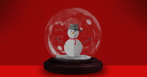 Snowman in Festive Snow Globe with Red Background - Download Free Stock Images Pikwizard.com