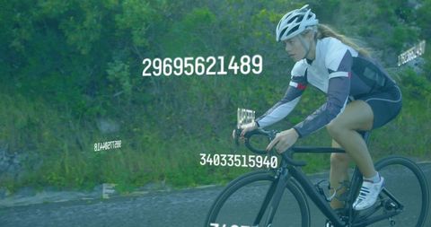 Female Cyclist Riding with Technology Fascination