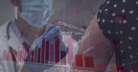 Digital Analysis Overlay During Doctor Administering Vaccine to Patient