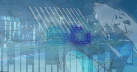 Futuristic 5g technology with financial analytics