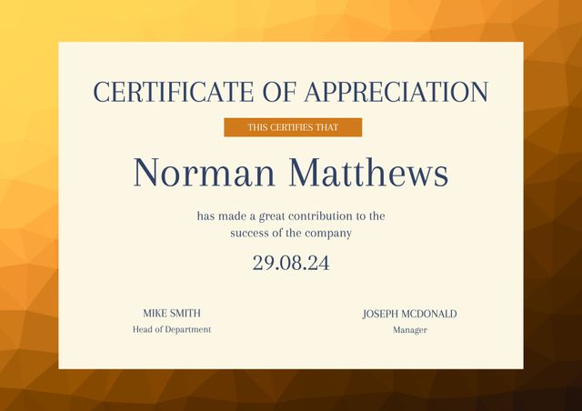 Elegant Certificate of Appreciation for Employee Recognition - Download Free Stock Templates Pikwizard.com