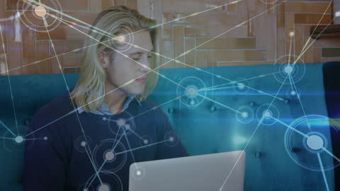 Digital Network Overlay on Man Using Technology Devices