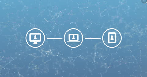 Digital Network Connection on Blue Background Illustration