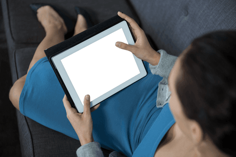 businesswoman with digital tablet on gray sofa transparent screen - Download Free Stock Videos Pikwizard.com