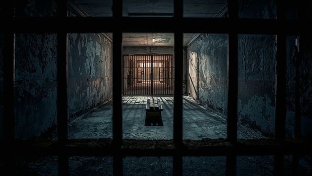 Atmospheric Abandoned Prison Corridor Passage