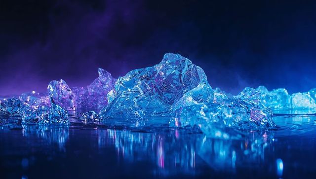 Luminous Crystalline Shards with Blue and Purple Reflection