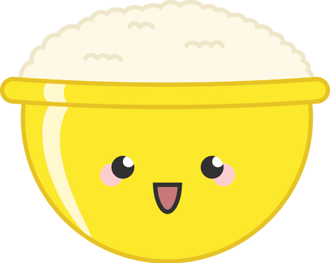 kawaii yellow bowl with rice and happy face on transparent background - Download Free Stock Videos Pikwizard.com