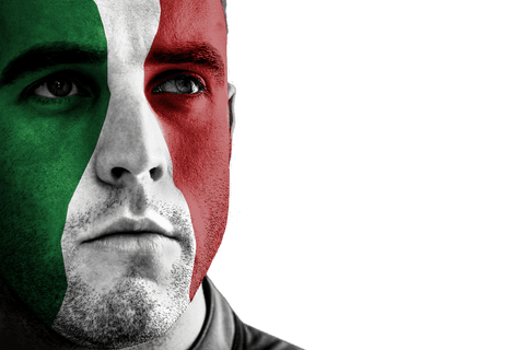 Portrait of Man with Italian Flag Transparency Effect