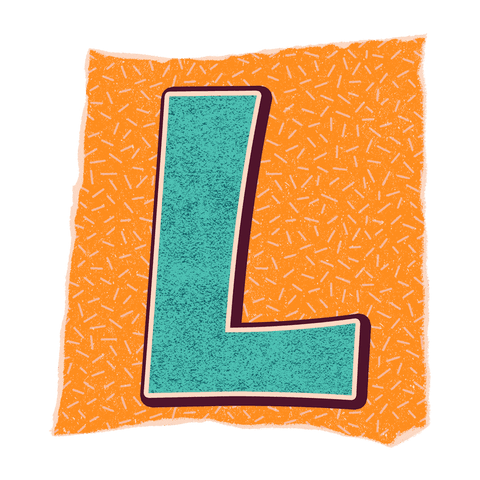 Stylized letter l with vibrant design on transparent background