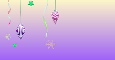 Festive Christmas Decorations on Purple Background with Pastel Hues