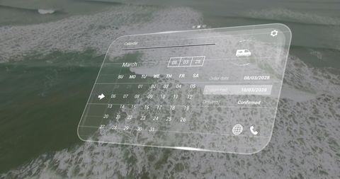 Virtual Calendar Interface Over Ocean Waves - Download Free Stock Images Pikwizard.com